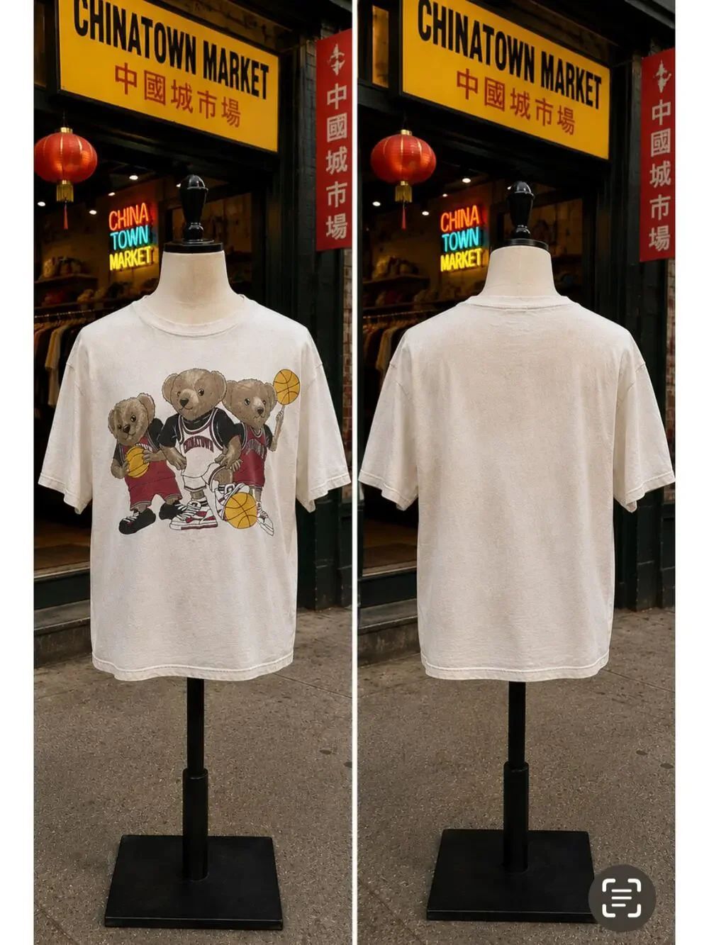 Chinatown Market Bear Basketball Graphic Tee White Size Large Streetwear